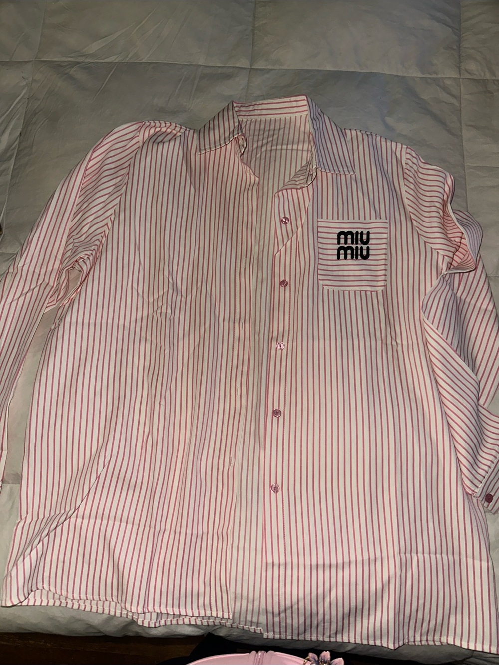 Miu Miu Pink and White Striped Button-Down Shirt - Picture 4 of 4